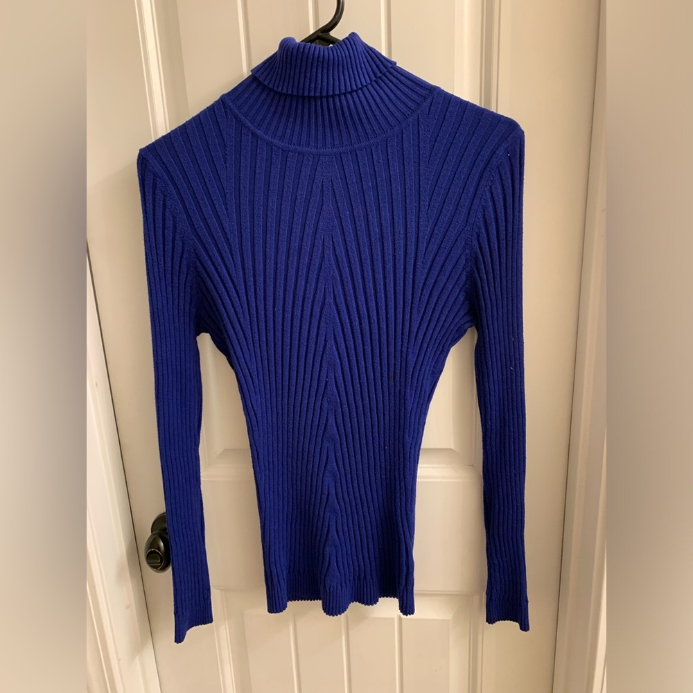 Royal Blue Ribbed Turtleneck Sweater